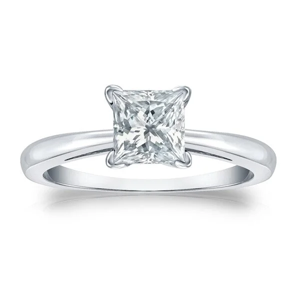 chiseled silver ring-Auriya Platinum 2 1/4ctw Princess-Cut Solitaire Diamond Engagement Ring GIA Certified