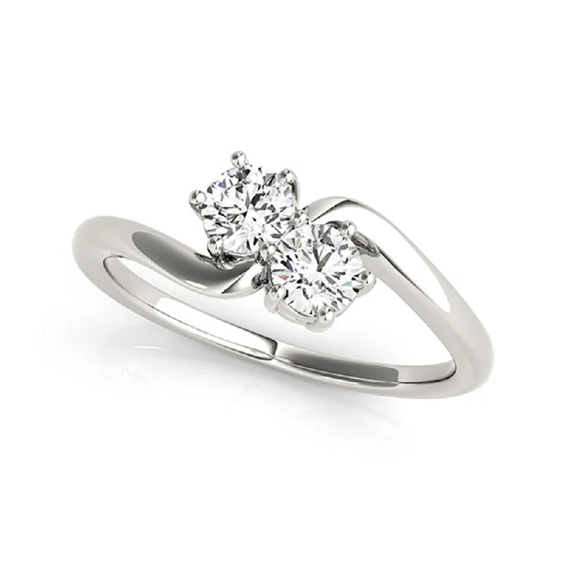 sprig chiseled ring-Auriya Round 1/2ct TDW Two Stone Diamond Engagement Ring 14k White Gold (H-I, SI1-SI2)