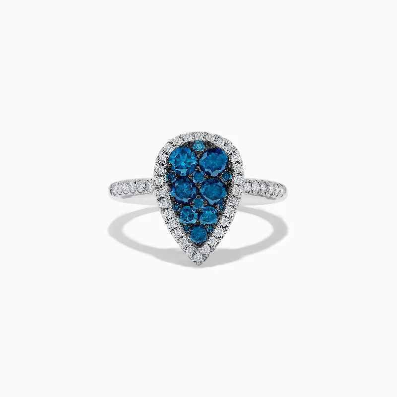 interlocked knot ring-Bella Bleu 14K White Gold Blue and White Diamond Ring