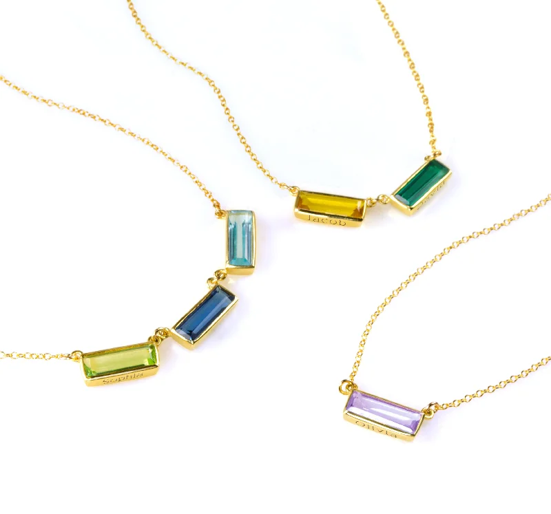 adaptable gemstone necklace-Birthstone Bar Necklace for Mom : Adira Series