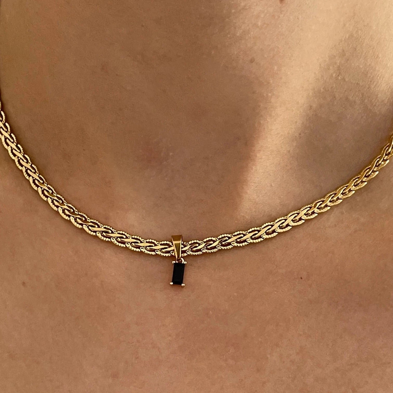 bronze promise necklace-Black Gem Necklace