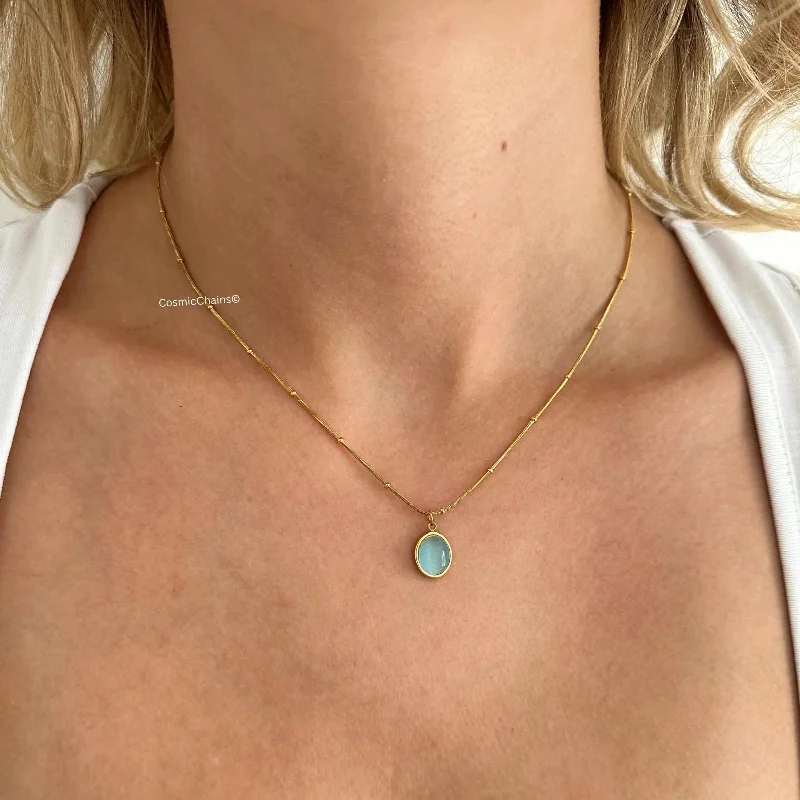 slender gemstone necklace-Blue Pendant Necklace