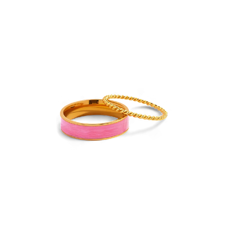 rose gold interlocked ring-Blush Ring Stack