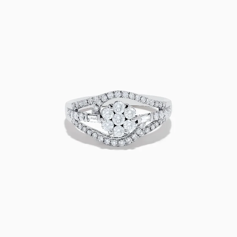 ripple-shaped band ring-Bouquet 14K White Gold Diamond Ring