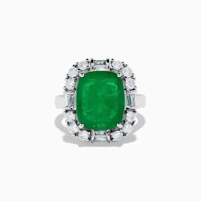 tech gemstone ring-Brasilica 14K White Gold Emerald and Diamond Ring