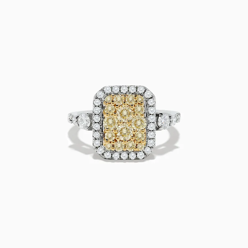 sprig promise ring-Canare` 14K Two Tone Gold White and Yellow Diamond Ring