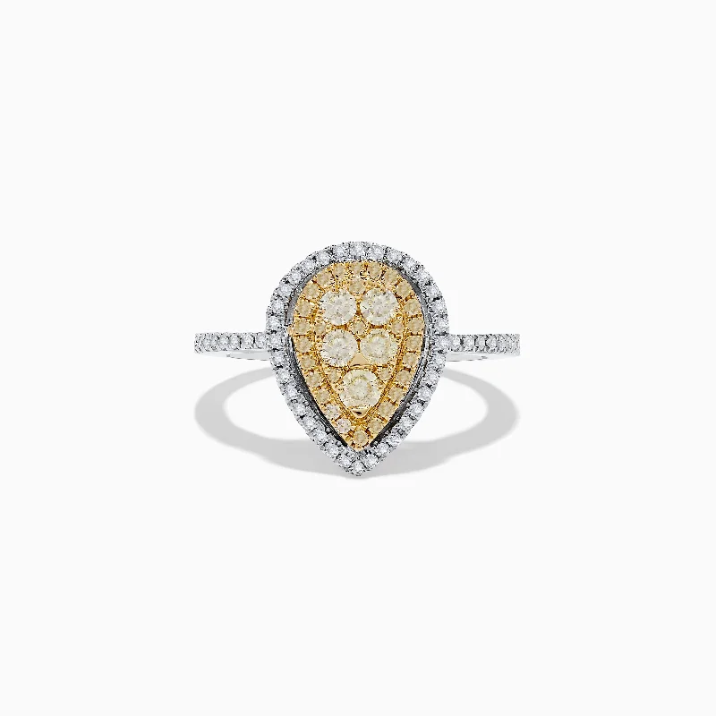 drifter turquoise band ring-Canare 14K Two Tone White and Yellow Diamond Ring