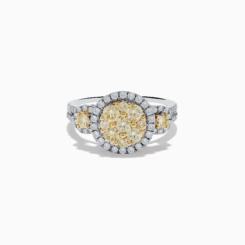 interlocked promise ring-Canare 14K Two Tone White and Yellow Diamond Ring