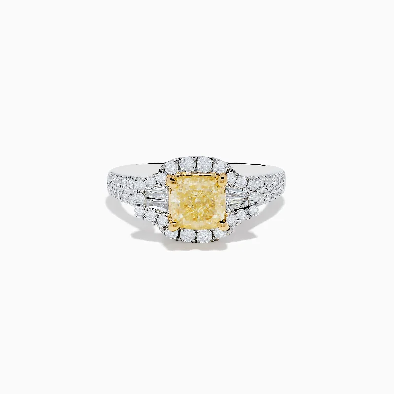 topaz band ring-Canare 18K Two Tone Gold White and Yellow Diamond Ring