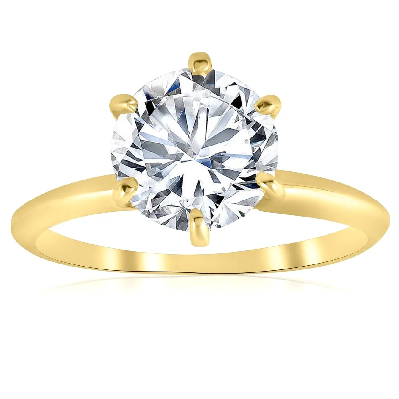 drifter chic ring-Certified 3.07Ct Diamond H/VVS2 Solitaire Yellow Gold Engagement Ring Lab Grown