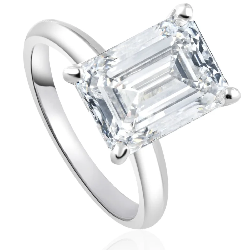 ripple promise ring-Certified 3.14Ct Emerald Cut Solitaire Diamond Engagement Ring Lab Grown 14k