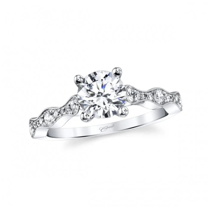 ocean blue ring-Coast 14K White Gold .29ctw Diamond Vintage Style Engagement Ring Semi-Mount (94782)