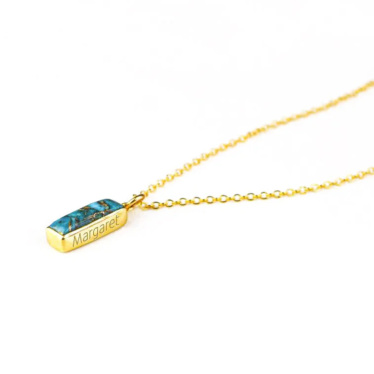 drifter moon necklace-Copper Turquoise Vertical Bar Necklace : December Birthstone : Adira Series