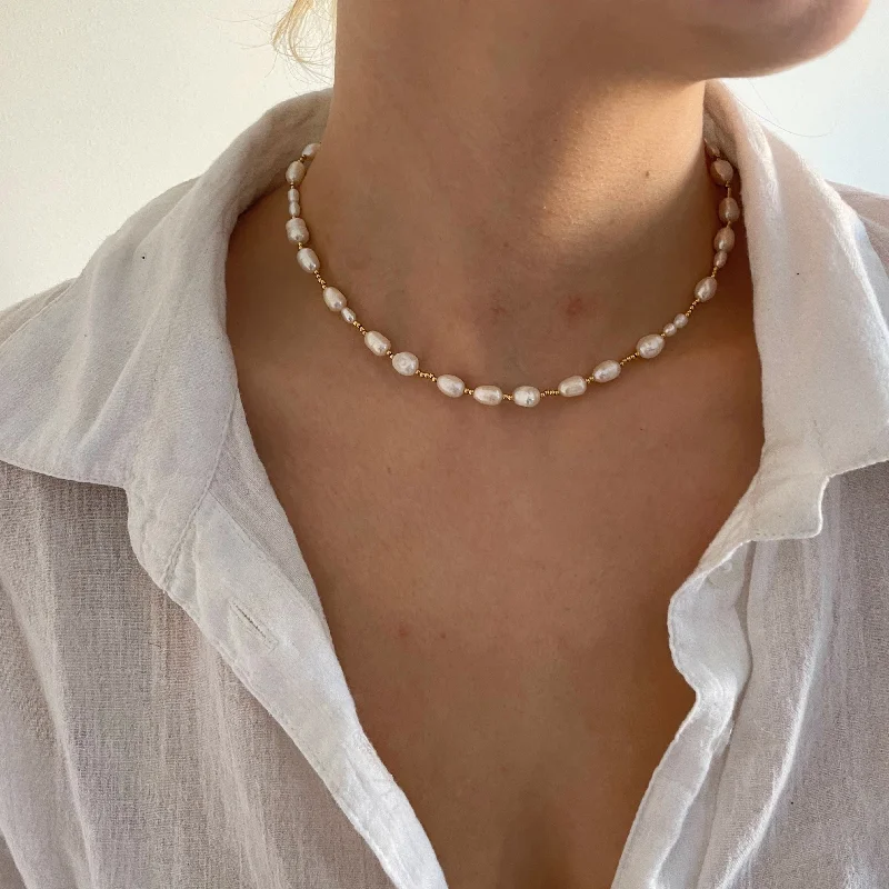 rose gold seven-layer necklace-Lucia Pearl Necklace