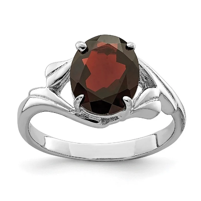 adaptable friendship ring-Curata 925 Sterling Silver Oval Polished Open back Garnet Ring