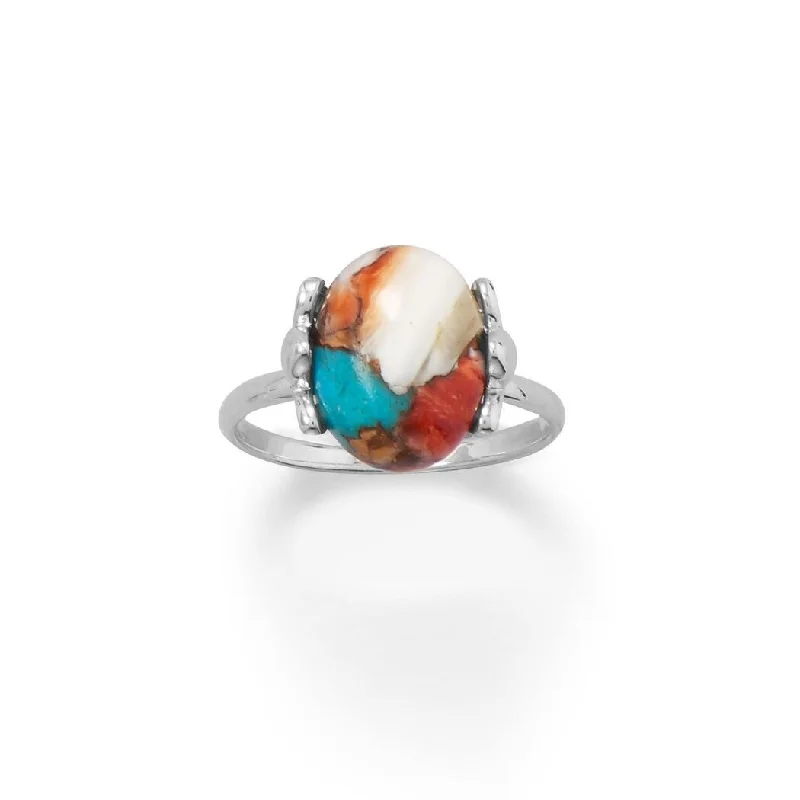 rose gold seven-ring-Curata 925 Sterling Silver Spiny Oyster and Turquoise Ring