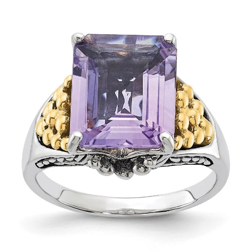 fluid promise ring-Curata 925 Sterling Silver With 14k 4.00Pink Amethyst Ring