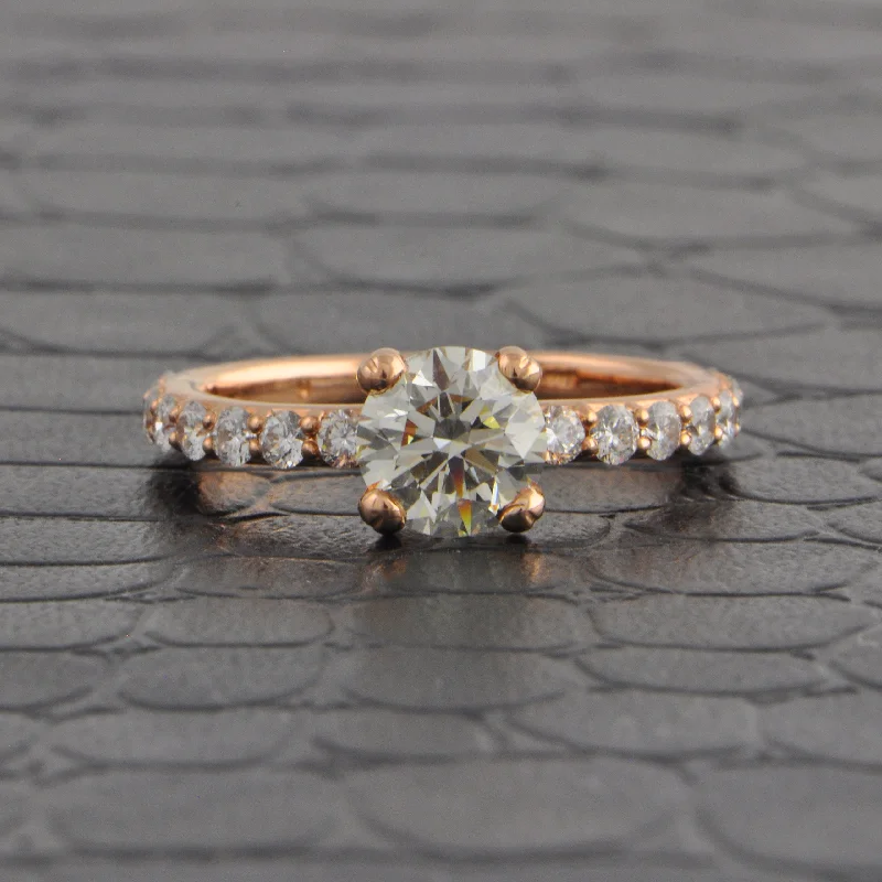 sprig gold ring-Diamond Engagement Ring in Rose Gold