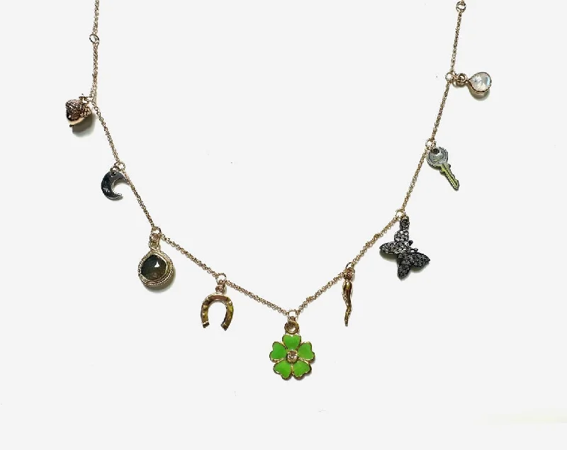 sprig chain necklace-Diamond Lucky Charms Necklace