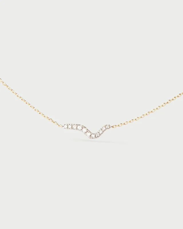 slender pendant necklace-Diamonds and gold Flow necklace