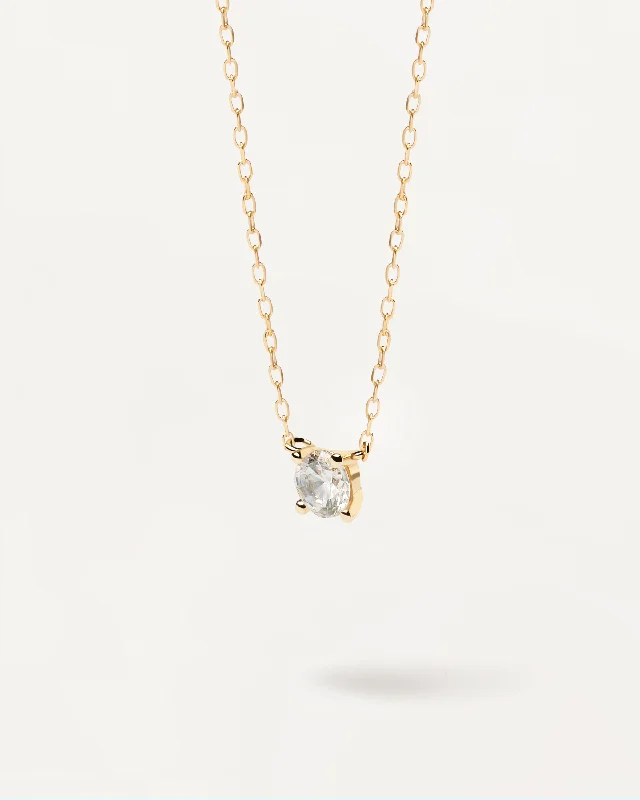 adaptable gold necklace-Diamonds and Gold Solitaire Medium Necklace