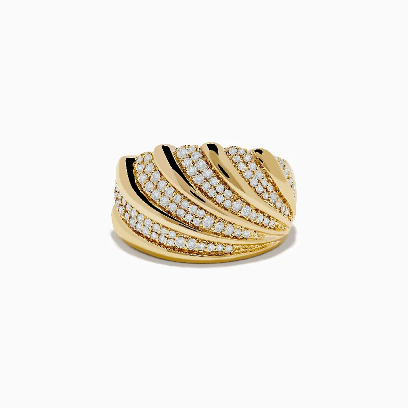 aquamarine eternity ring-D'Oro 14K Yellow Gold Shell Diamond Ring