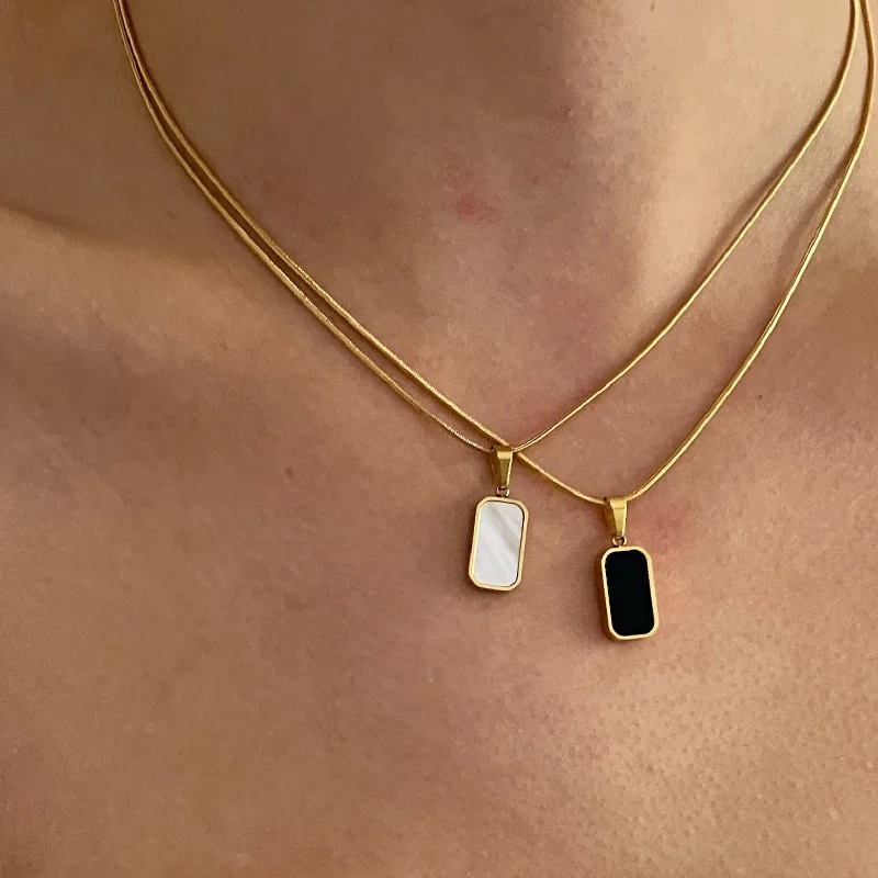 slender bar necklace-Double Sided Pendant Necklace