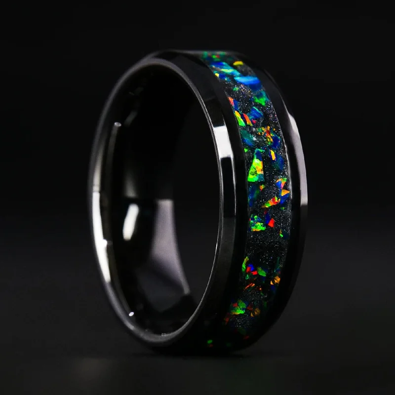 ripple promise ring-Dragon Scale Opal Glowstone Ring