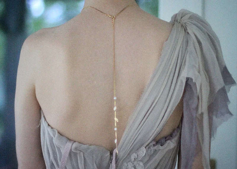 deco morganite necklace-Preorder * Elvira Back Drop Lariat Necklace