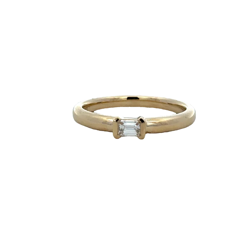 adaptable eternity ring-Emerald Cut Diamond Band Ring in Yellow Gold