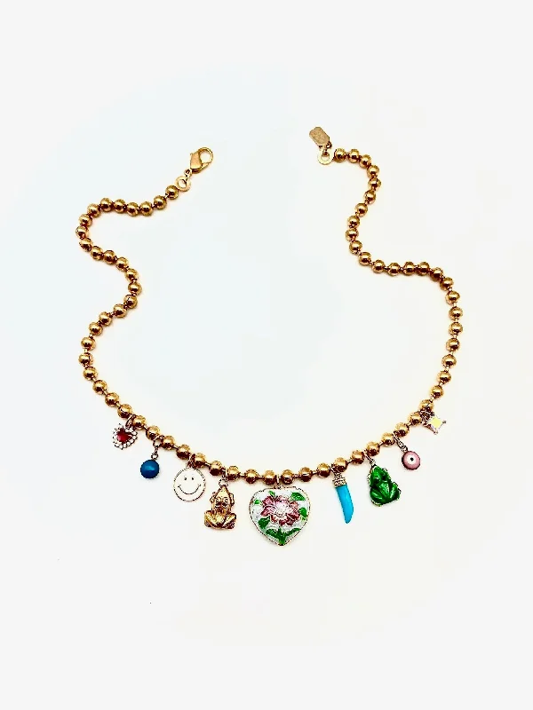 seven-gem layered necklace-Garden Charm Necklace