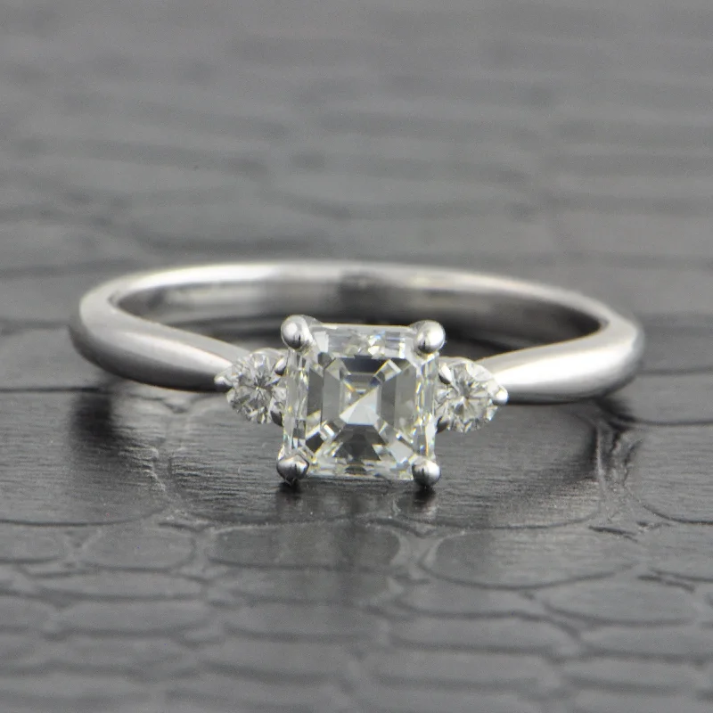 adaptable gold ring-GIA 1.0 ct. Asscher Cut Diamond Engagement Ring in White Gold