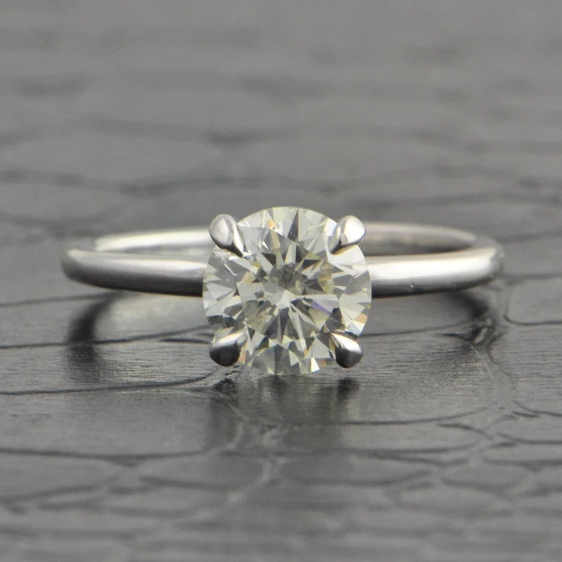 chunky silver ring-GIA 1.55 ct. Round Brilliant Cut Diamond Engagement Ring in White Gold