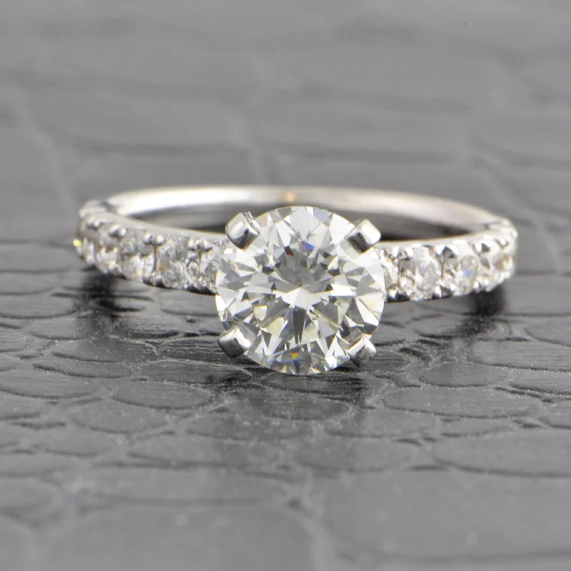 ripple-shaped ring-GIA 1.61 ct. Round Brilliant Cut Diamond Engagement Ring in White Gold