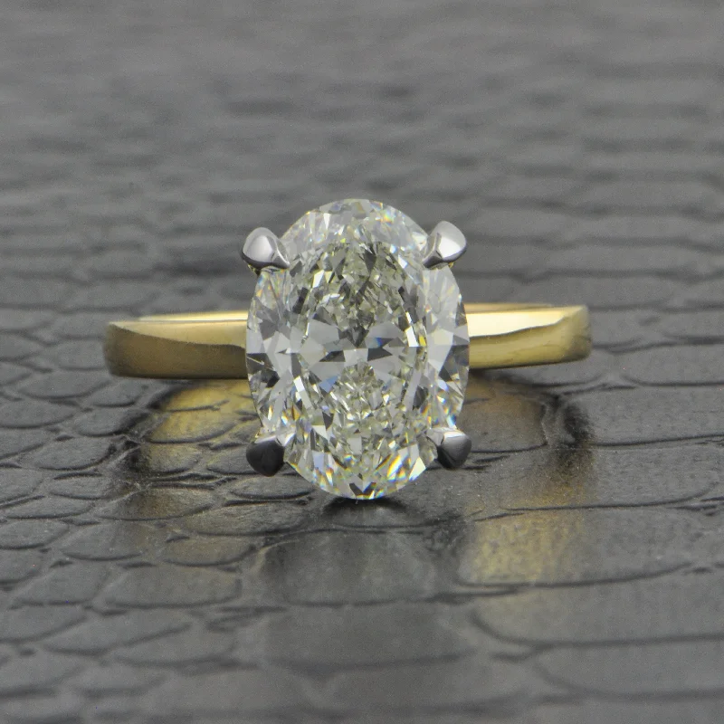 lustrous gold ring-GIA 4.01 ct. I-SI1 Oval Cut Diamond Engagement Ring in Two Tone Gold