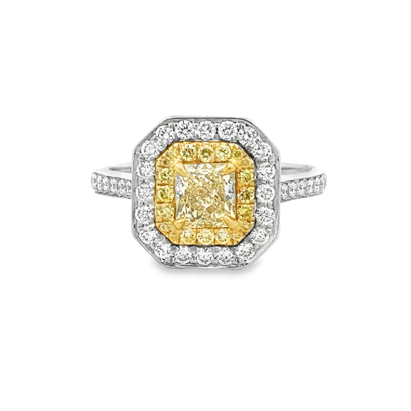 topaz stack ring-GIA .74 ct. Radiant Cut Diamond Ring in Platinum & 18k Gold