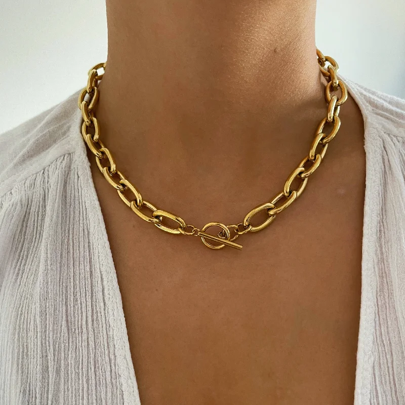 night diamond necklace-Gold Chunky Necklace