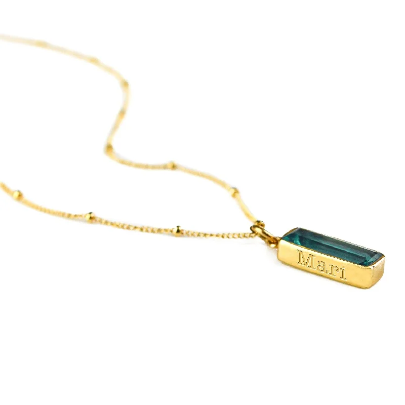 ripple gemstone necklace-Green Tourmaline Vertical Bar Necklace : Adira Series