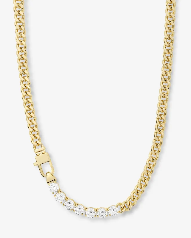 retro-style necklace-Julian Loves Diamonds Necklace 16" - Gold|White Diamondettes