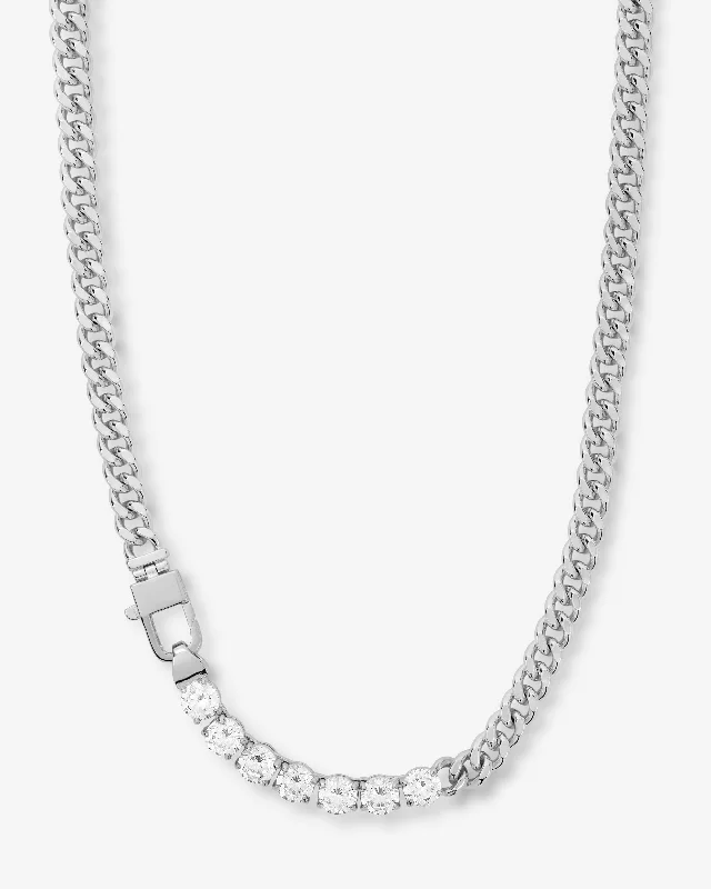 extravagant cocktail necklace-Julian Loves Diamonds Necklace 18" - Silver|White Diamondettes