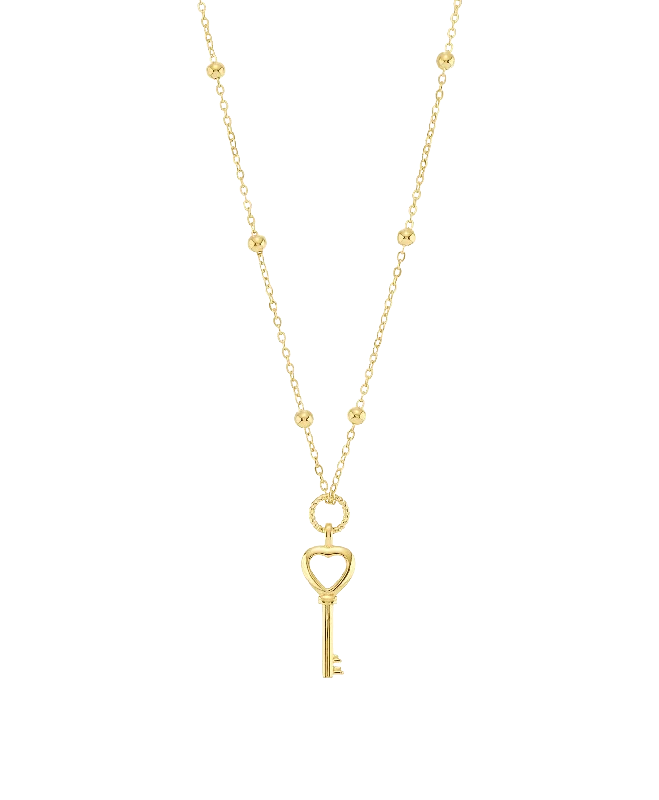 gothic gold necklace-Key Necklace 18ct Gold Plated