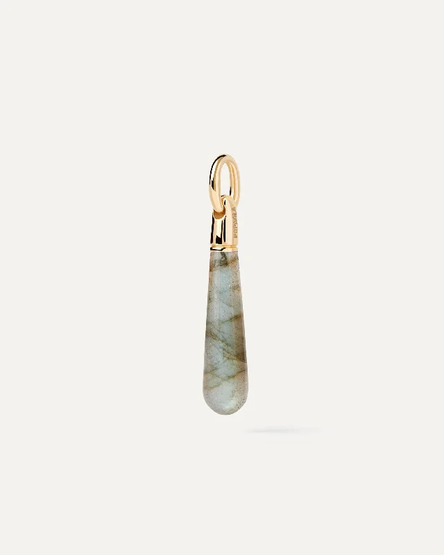 tech gold necklace-Labradorite Large Drop Pendant