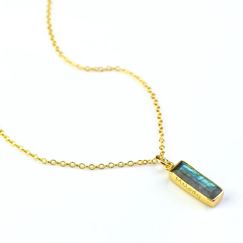 sculpted silver chain necklace-Labradorite Vertical Bar Necklace : Adira Series