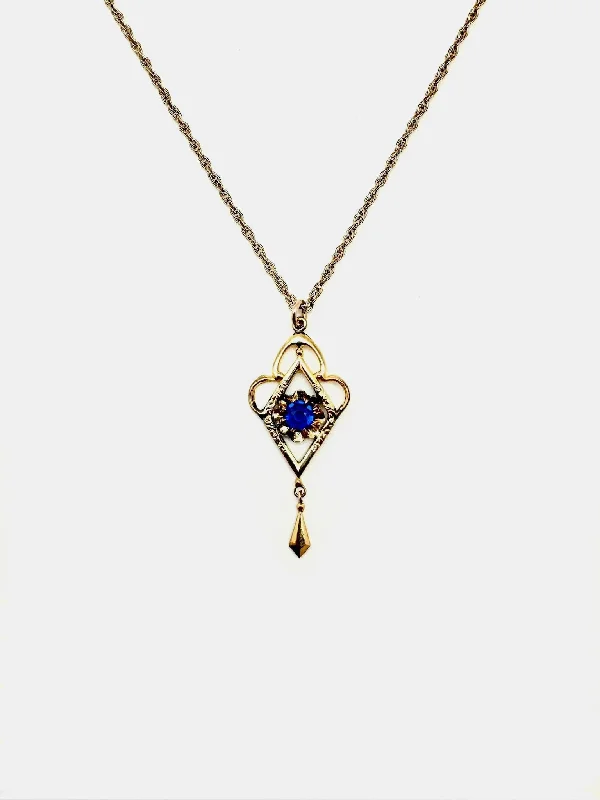 slender pendant necklace-Marion Blue Gem Festoon Necklace