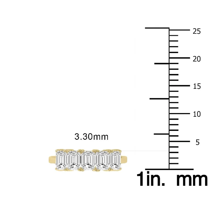 retro aquamarine ring-Marquee 1/2 Carat TW Emerald Cut Five Stone Lab Grown Diamond Wedding Anniversary Ring 14K Yellow Gold