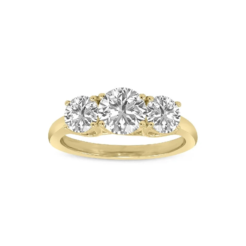 gothic gold ring-Marquee 1 Carat TW Three Stone Lab Grown Diamond Ring in 14K Yellow Gold