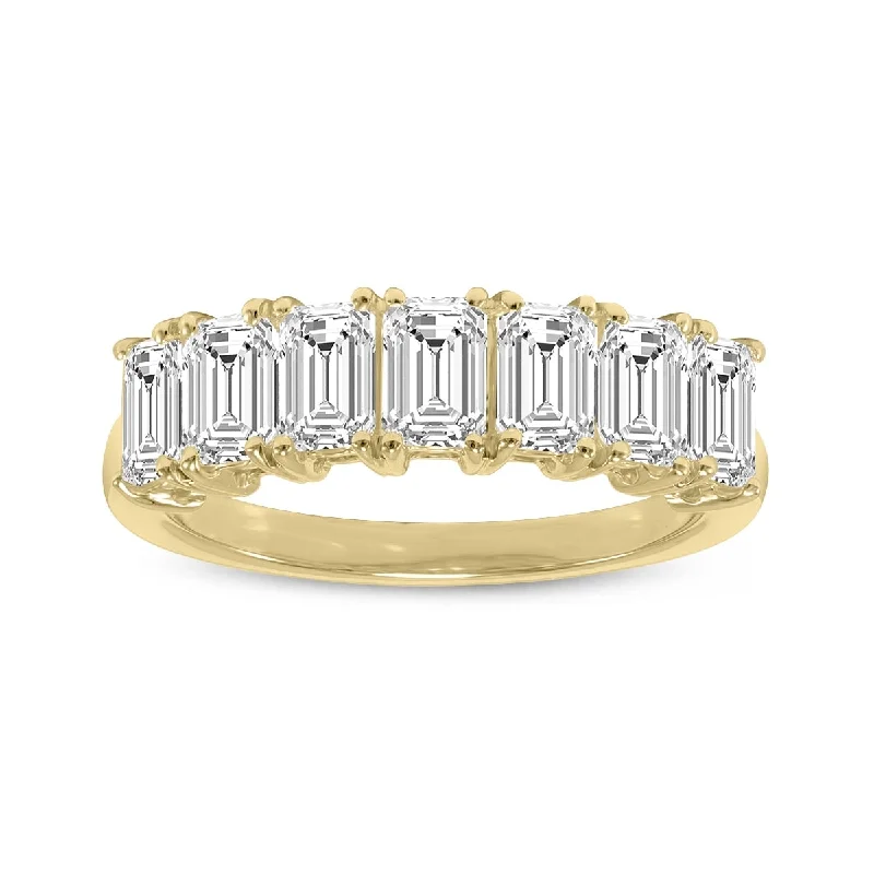 adaptable infinity ring-Marquee 2 Carat TW Emerald Cut Seven Stone Lab Grown Diamond Wedding Anniversary Ring 14K Yellow Gold