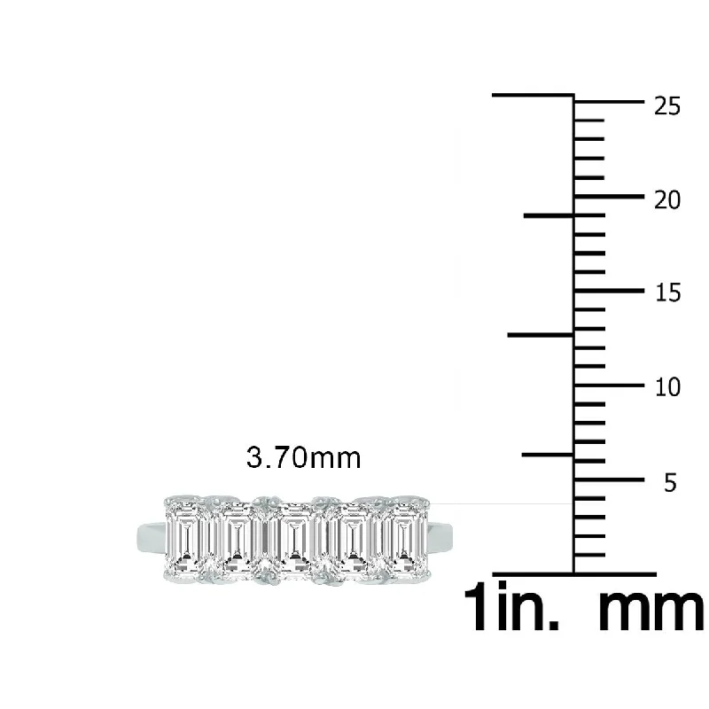 extravagant silver ring-Marquee 3/4 Carat TW Emerald Cut Five Stone Lab Grown Diamond Wedding Anniversary Ring 14K White Gold