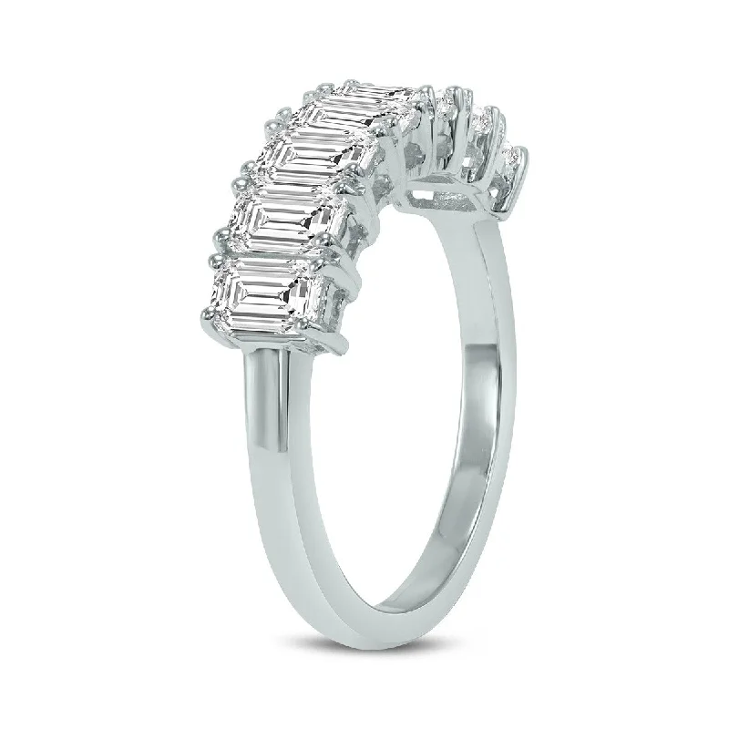 astral star ring-Marquee 3 Carat TW Emerald Cut Seven Stone Lab Grown Diamond Wedding Anniversary Ring 14K White Gold