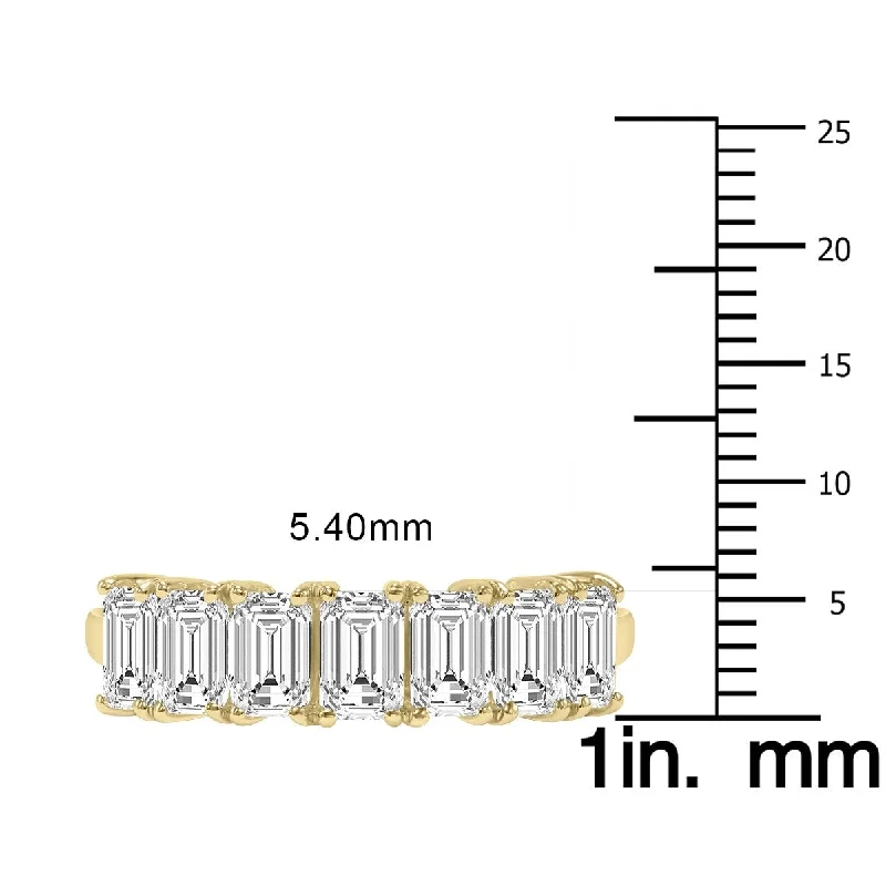 adaptable gold ring-Marquee 3 Carat TW Emerald Cut Seven Stone Lab Grown Diamond Wedding Anniversary Ring 14K Yellow Gold